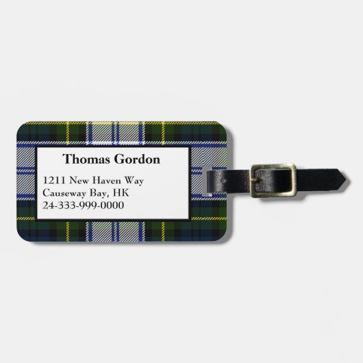 ゴードンの服のタータンチェック格子縞の荷物のラベル ラゲッジタグ (正面横)