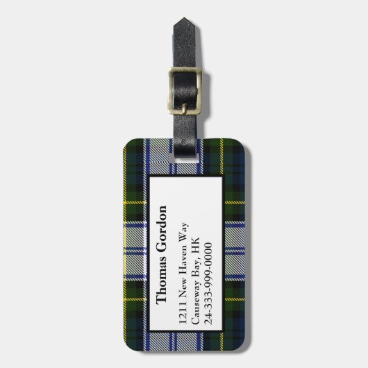 ゴードンの服のタータンチェック格子縞の荷物のラベル ラゲッジタグ (正面縦)
