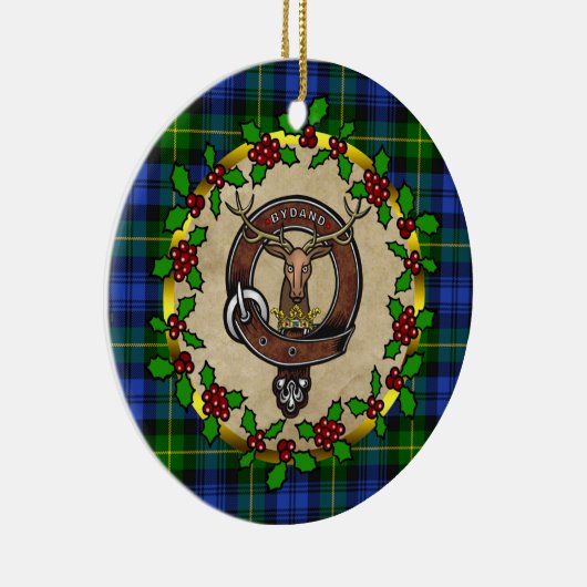ゴードンクランバッジ&タータンチェックパーソナライズされたクリスマス セラミックオーナメント (右)