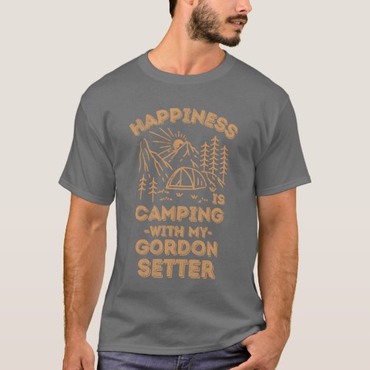 ゴードンセッターとキャンプのギフト Tシャツ (正面)