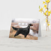 ゴードンセッターの挨拶状 カード (黄色い花)