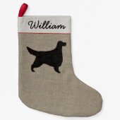 ゴードンセッターシルエットパーソナライズされたドッグホリデー スモールクリスマスストッキング (正面)