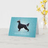 ゴードンセッターハッピーバースデーデザイン カード (黄色い花)