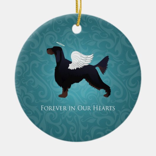 ゴードンセッターペット記念ドッグエンジェル セラミックオーナメント (正面)