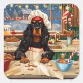 ゴードンセッターホリデーベーキング:フェスティバルクリスマス スクエアシール (正面)