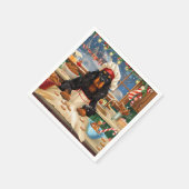 ゴードンセッターホリデーベーキング:フェスティバルクリスマス スタンダードカクテルナプキン (角)