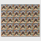 ゴードンセッターホリデーベーキング:フェスティバルクリスマス ラッピングペーパー (フラット)