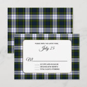 ゴードンドレスタータンチェックプレイドウェディングRSVPカード 出欠カード (正面/裏面)