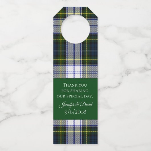 ゴードンドレスプレイドワインボトルメッセージカード ボトルネックタグ (正面)