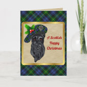 ゴードンバッジ&タータンチェックパーソナライズされたクリスマス カード (正面)
