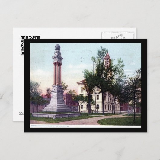 ゴードンモニュメントサバンナグルジア1909ヴィンテージ ポストカード (正面/裏面)