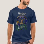 ゴードン氏族のバッジとタルタンチェックのTシャツ Tシャツ (正面)