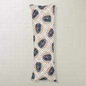 ゴードン絵を描セッターの黒可愛いオリジナルドッグアート ボディピロー (正面縦)