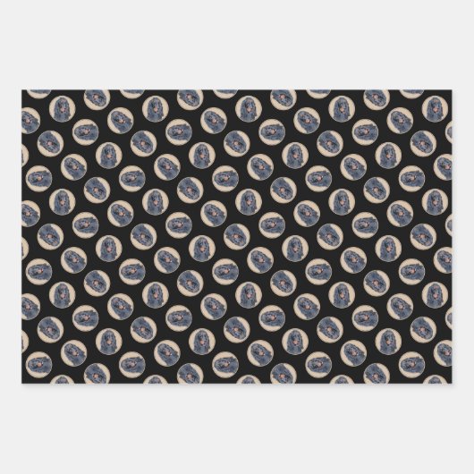 ゴードン絵を描セッターの黒可愛いオリジナルドッグアート ラッピングペーパーシート (正面3)