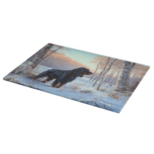 ゴードン・セッターが雪のクリスマスを許可 カッティングボード (角)