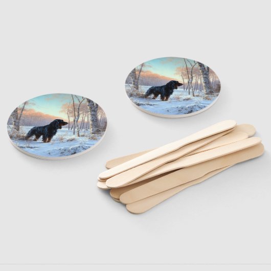 ゴードン・セッターが雪のクリスマスを許可 ハンドファン (組立なし)