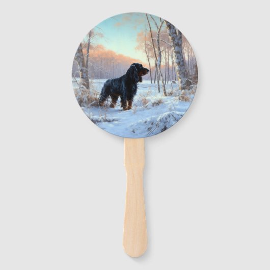 ゴードン・セッターが雪のクリスマスを許可 ハンドファン (正面)