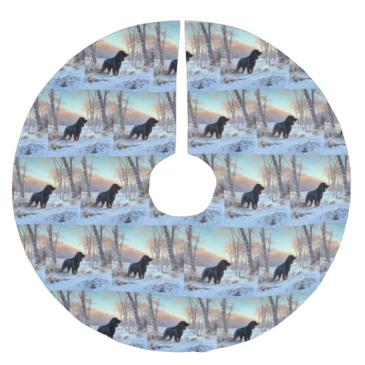 ゴードン・セッターが雪のクリスマスを許可 ブラッシュドポリエステルツリースカート (正面)