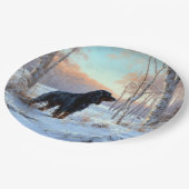 ゴードン・セッターが雪のクリスマスを許可 ペーパープレート (アングル)