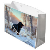 ゴードン・セッターが雪のクリスマスを許可 ラージペーパーバッグ (裏面アングル)