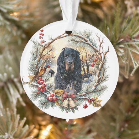 ゴードン・セッターのクリスマスの喜び - 季節の犬の絵 オーナメント (ツリー)