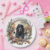 ゴードン・セッターのクリスマスの喜び - 季節の犬の絵 ペーパープレート (パーティー)