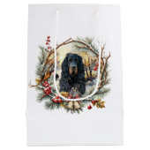 ゴードン・セッターのクリスマスの喜び - 季節の犬の絵 ミディアムペーパーバッグ (裏面)