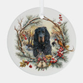 ゴードン・セッターのクリスマスの喜び - 季節の犬アート ガラスオーナメント (裏面)