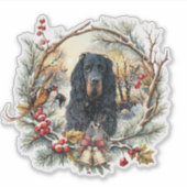 ゴードン・セッターのクリスマスの喜び - 季節の犬アート シール (正面)