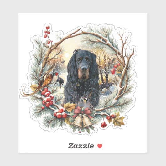 ゴードン・セッターのクリスマスの喜び - 季節の犬アート シール (シート)
