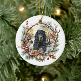 ゴードン・セッターのクリスマスの喜び - 季節の犬アート セラミックオーナメント