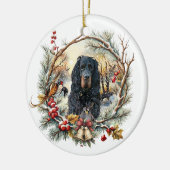 ゴードン・セッターのクリスマスの喜び - 季節の犬アート セラミックオーナメント (左)