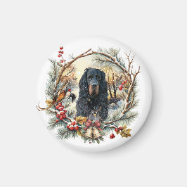 ゴードン・セッターのクリスマスの喜び - 季節の犬アート マグネット