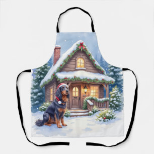 ゴードン・セッター スノーイー・ロッジ サンタハット クリスマスアート エプロン