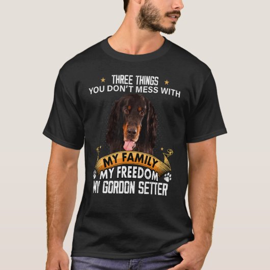 ゴードン・セッター・ドッグと散らかさない3つ Tシャツ (正面)