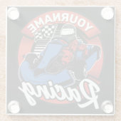 ゴーパーソナライズされたカートエクストリームレーシングカーティンレース ガラスコースター (裏面)