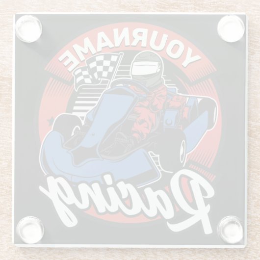 ゴーパーソナライズされたカートエクストリームレーシングカーティンレース ガラスコースター (裏面)