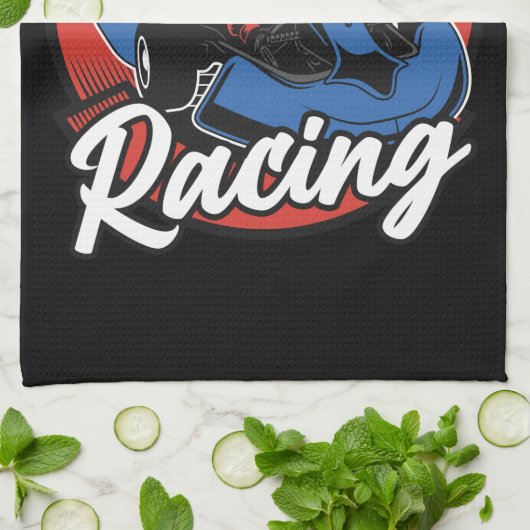 ゴーパーソナライズされたカートエクストリームレーシングカーティンレース キッチンタオル (折り畳み)