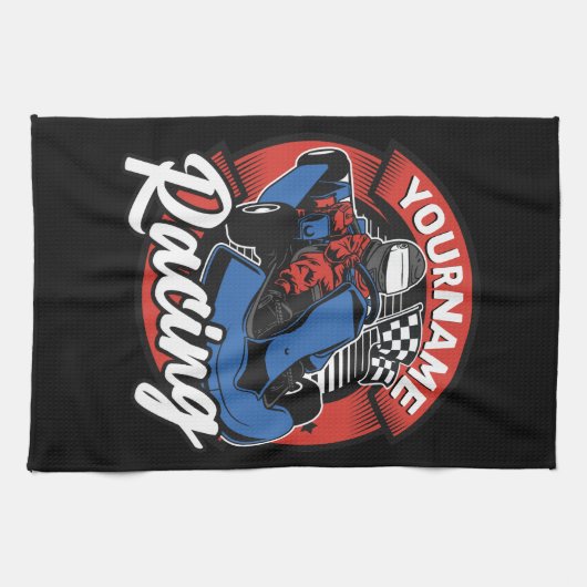 ゴーパーソナライズされたカートエクストリームレーシングカーティンレース キッチンタオル (横)