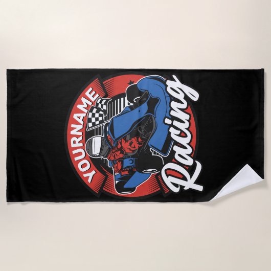 ゴーパーソナライズされたカートエクストリームレーシングカーティンレース ビーチタオル (正面)