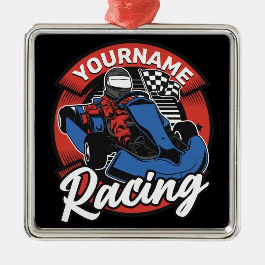 ゴーパーソナライズされたカートエクストリームレーシングカーティンレース メタルオーナメント (正面)