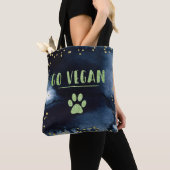 ゴービーガン動物の足の水カラーインク金ゴールドタイポグラフィ トートバッグ (クローズアップ)