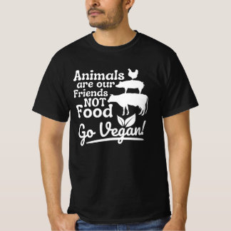 ゴービーガン動物は私たちの友人ではない食べおもしろい物 Tシャツ