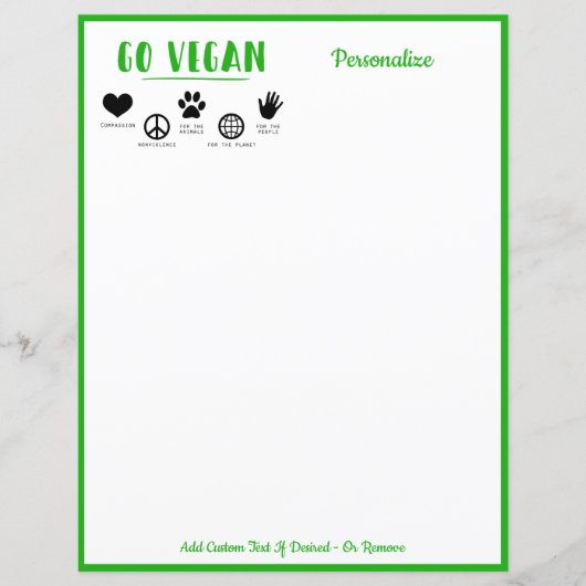 ゴービーガン引用文パーソナライズされたグリーンライティング紙 (正面)