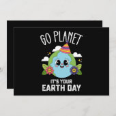 ゴープラネットitsあなたの地球の日おもしろい誕生日 招待状 (正面/裏面)
