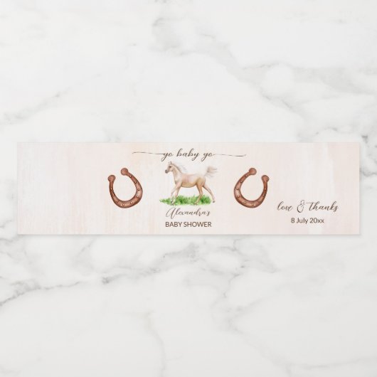 ゴーベビーはダービー馬術ベビーシャワー印刷 ペットボトルラベル (シングルラベル)