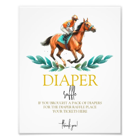 ゴーベビーゴー、緑の馬のレースおむつラッフルサイン フォトプリント (正面)