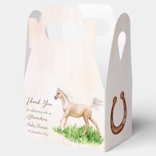 ゴーベビーランニングのベージュの馬のフォール赤ちゃんシャワー フェイバーボックス (オープン)