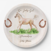 ゴーベビーランニングのベージュの馬のフォール赤ちゃんシャワー ペーパープレート (正面)