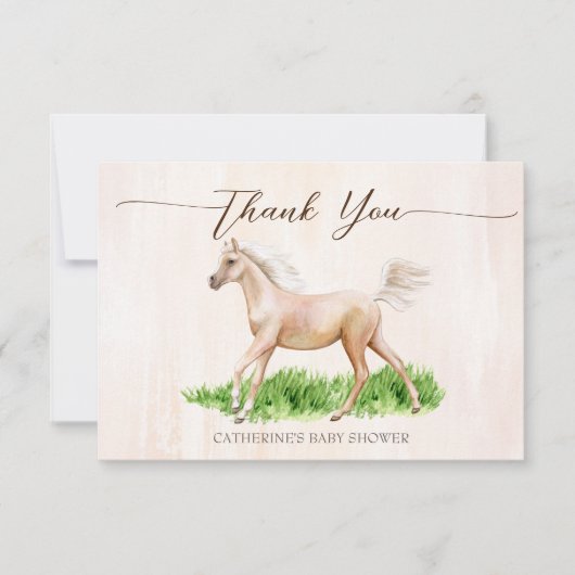 ゴーベビー行く馬ダービー馬乗り赤ちゃんシャワー サンキューカード (正面)